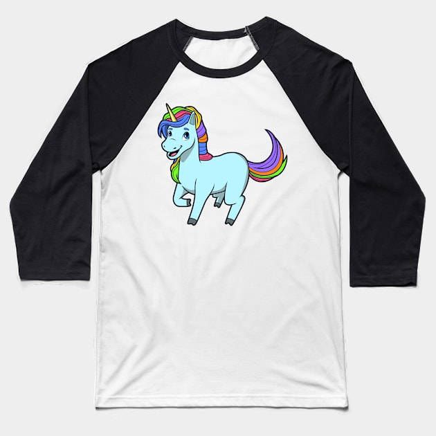 Kawaii unicorn Baseball T-Shirt by Modern Medieval Design